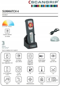 Scangrip 03.5657 Лампа инспекционная SunMatch 4 CCT