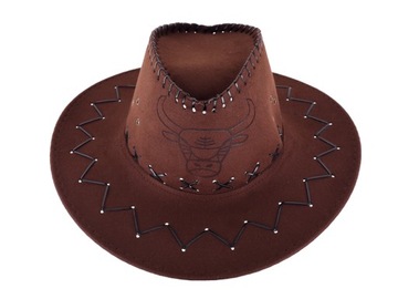 KAPELUSZ KOWBOJSKI SZERYFA ZAMSZOWY BRĄZOWY