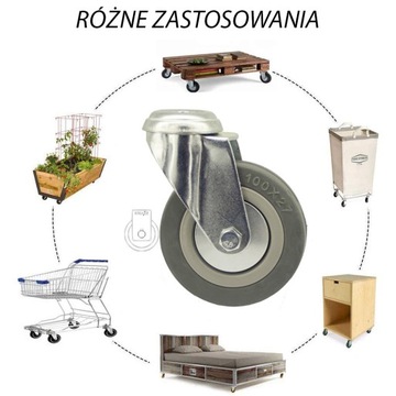 Komplet 4 szt. kół fi 100 szafka regał 4x4PPGUM100