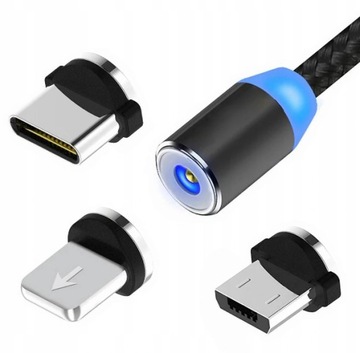 МАГНИТНЫЙ КАБЕЛЬ IPHONE MICRO USB C 3В1 1М