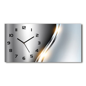 Szklany poziomy zegar Metalowa abstrakcja 60x30 cm