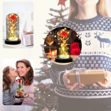 ВЕЧНАЯ РОЗА В КРАСНОМ СТЕКЛЕ В ПОДАРОЧНОЙ КОРОБКЕ