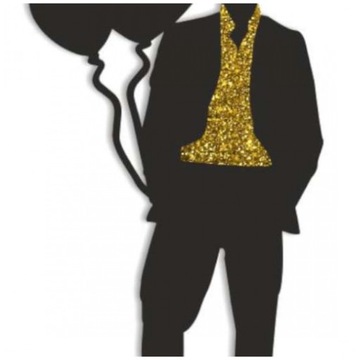 Czarny TOPPER na TORT dekoracja na 40 URODZINY złoty brokat przystojniak