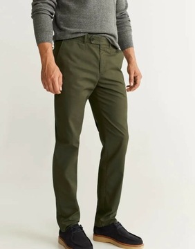 SPODNIE CHINOSY KHAKI REGULAR MANGO 38