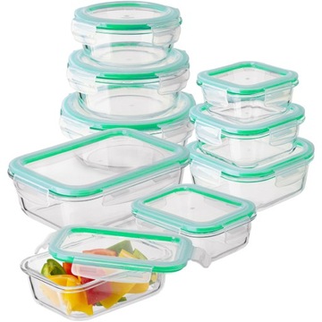 9X SZKLANE POJEMNIKI NA ŻYWNOŚĆ 9SZT Pojemnik Lunchbox DO LODÓWKI MIKROFALI
