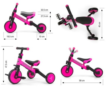 ВЕЛОСИПЕД ТРЕХКОЛЕСНЫЙ ДЛЯ ДЕВОЧКИ 3в1, СКЛАДНОЙ ДЛЯ ГОДАДОЧКИ