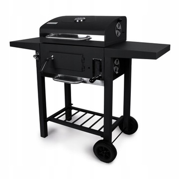 GRILL OGRODOWY WĘGLOWY PROFESJONALNY + PÓŁKI + POPIELNIK + POKRYWA + RUSZT