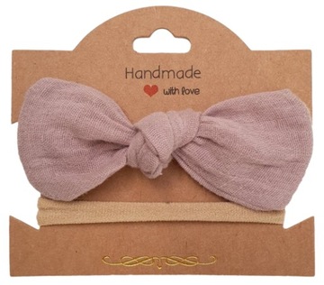 OPASKA BEZUCISKOWA MUŚLIN KOKARDA HANDMADE KAKAOWY