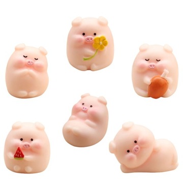 OZDOBY SAMOCHODOWE ŚWINKI DEKORACJA NA BIURKO 6 SZT