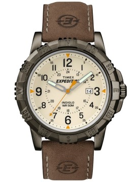 Timex Expedition МУЖСКИЕ ЧАСЫ INDIGLO LIGHT DATE 5ATM КОЖАНЫЕ