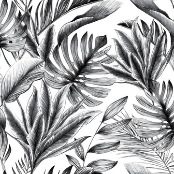 TAPETA DUŻE SZARE LIŚCIE MONSTERA FLIZELINA