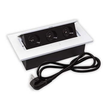 Przedłużacz meblowy wpuszczany biały FLEXI2 3x230V