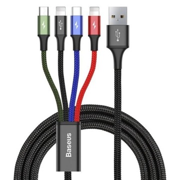Baseus kabel USB 4w1 2xLightning TypC micro 3.5A