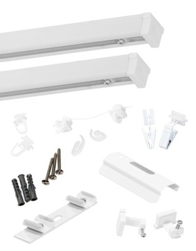 Karnisz podwójny sufitowy SZYNA SUFITOWA ALUMINIOWA biała żabki 340 cm