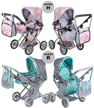 КОЛЯСКА 3в1 для кукол + набор INTERACTIVE BABY DOLL XXL