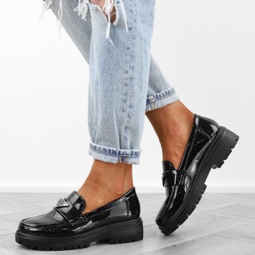 Черные женские туфли, весенние лоферы, легкие и удобные, с пряжкой YZ8804 r38