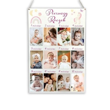 Ramka na 12 zdjęć Roczek z nadrukiem UV Róż prezent