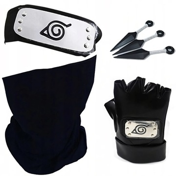 NARUTO ZESTAW KAKASHI KUNAI RĘKAWICZKI MASKA PRZEBRANIE KOSTIUM ZABAWKA