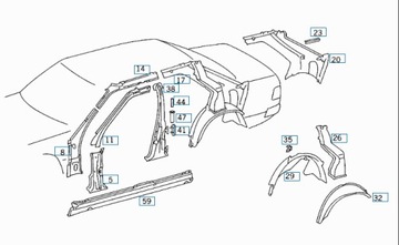 Mercedes W124 Укрепляет левый передний столб