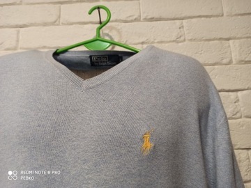 MĘSKI BŁĘKITNY SWETEREK POLO RALPH LAUREN LARGE PIMA COTTON L