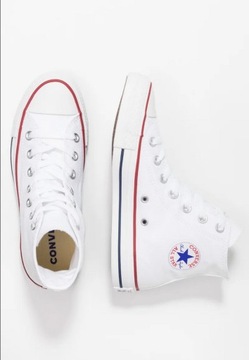 CONVERSE TRAMPKI BIAŁE ZA KOSTKĘ SZNUROWANE LOGO 42