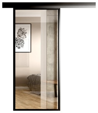 Drzwi Szklane Przesuwne System 100cm Loft Czarny Czyste