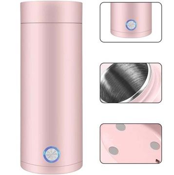 ПОРТАТИВНЫЙ USB ЭЛЕКТРИЧЕСКИЙ ЧАЙНИК 400мл ТЕРМОС, НЕРЖАВЕЮЩАЯ СТАЛЬ 304, РОЗОВЫЙ