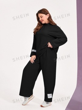 SHEIN CURVE KOMPLET DAMSKI SPODNIE PROSTE+BLUZKA CZARNE 2XL 719