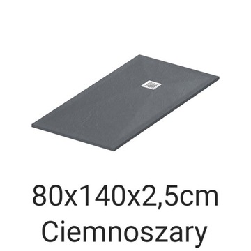 Brodzik kompozytowy niski 80x140 Ciemnoszary