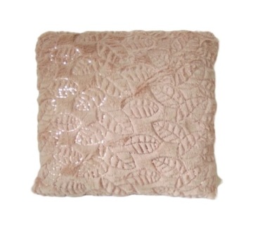 BEŻOWA PODUSZKA 40x40 FUTERKO Włochacz LIŚCIE