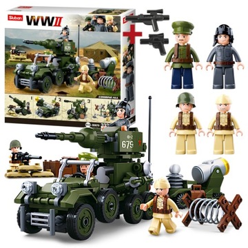 Klocki CZOŁG DZIAŁO SAMOBIEŻNE Jeep +LEGO BROŃ