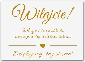 tablica powitalna wesele Witajcie Dziękujemy 70x50