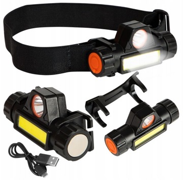 LATARKA CZOŁOWA Z MAGNESEM LAMPA COB USB LED 4W1 MOCNA