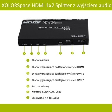 Разветвитель HDMI 1x2 HDR 4K HDCP 2.2! Аудио Экстрактор