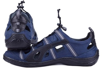 Мужские кожаные трекинговые сандалии, темно-синие 44