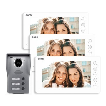 WIDEODOMOFON DOMOFON 3-RODZINNY 7'' FURTKA BRAMA 3 LOKALE