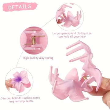 ШАПОЧКА ДЛЯ ВОЛОС XL С БОЛЬШОЙ ПРЯЖКОЙ ЗАЖИМ ЦВЕТОК КРАСНОЕ ОМБРЕ