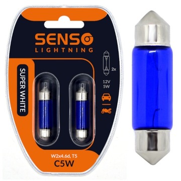 2x ŻARÓWKA SENSO C5W 12V 36mm SUPER WHITE XENON