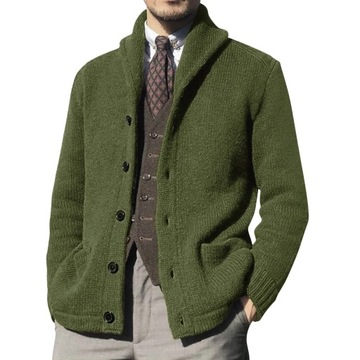 Mens Wool Knitted Long Style Cardigan Coat Fashion