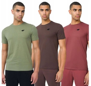 Męskie koszulki T-shirt 4F 3pak zestaw mix kolor basic na co dzień