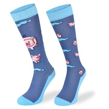 Podkolanówki w ŚWINKI wesołe skarpety jeździeckie