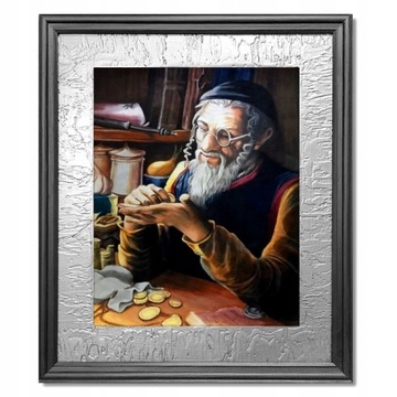 PORTRET ŻYDA Z PIENIĄŻKIEM ŻYD NA SZCZĘŚCIE OBRAZ