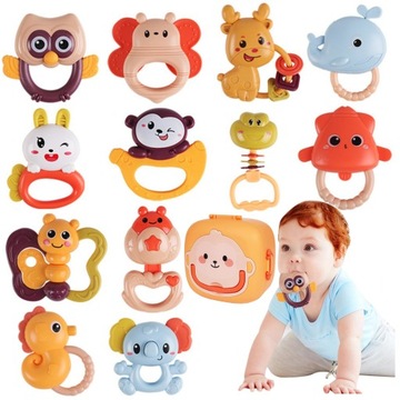 ПОГРЕМКИ Сенсорные прорезыватели ДЛЯ ДЕТЕЙ НАБОР ИЗ 12 ШТ. В КОРОБКЕ