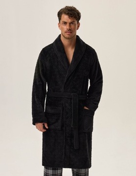 ШАЛЬ МУЖСКАЯ ЧЕРНАЯ ХАЛАТ, мягкий, HENDERSON L