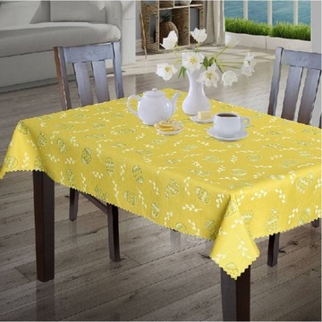 Obrus wielkanocny ŻÓŁTY zając jajko 220x140 WZ3220