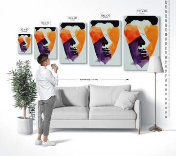 Картина холст гостиная спальня абстрактное лицо оранжевое ABST00056 60х90