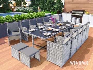 VEGAS MEBLE OGRODOWE POLYRATTAN 9 el. CZARNY