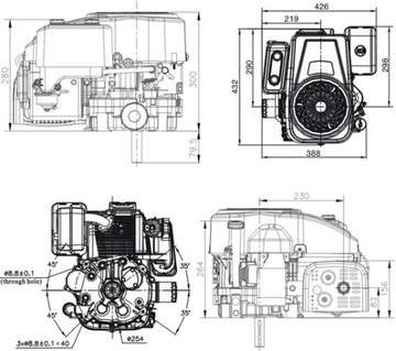 LC1P92F LONCIN Silnik spalinowy 452cm3 16,0KM 80mm/25,4mm do tra