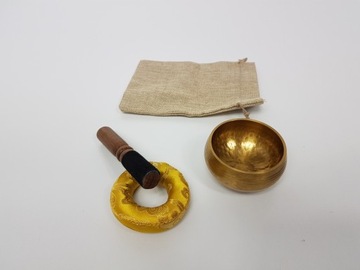 Тибетская поющая чаша, ручная ковка, подставка с дубинкой и подушкой для йоги.