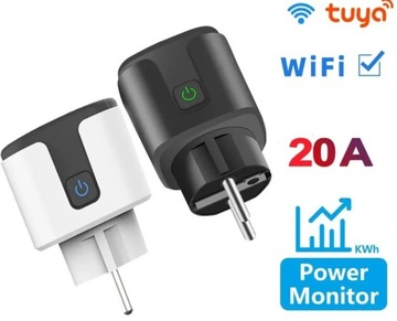 Розетка Туя белая 20А, 3690 Вт, Розетка для ваттметра - программатор